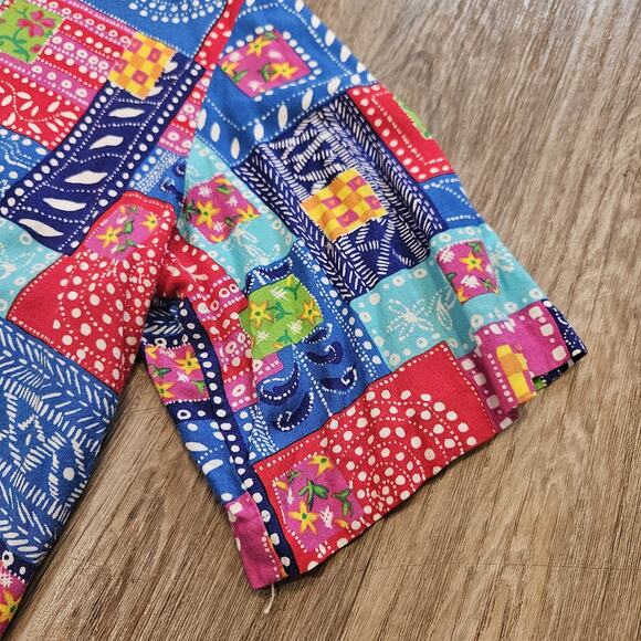 Vtg Floral Patchwork Blouse Womens XL Multicolor Artsy Boho Hippie Multicolor - Picture 4 of 8